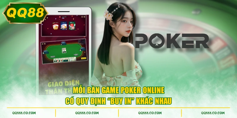 Mỗi bàn Game Poker Online có quy định “Buy In” khác nhau